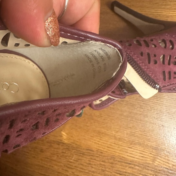 Calvin Klein Purple Mix Peep Toe Cuban Heel Zip Up Heels Size 6.5 - Picture 7 of 16